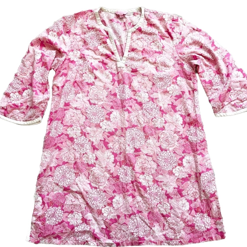 LILLY PULITZER FLORAL TUNIC OR DRESS SIZE LARGE VACATION RESORT PRETTY